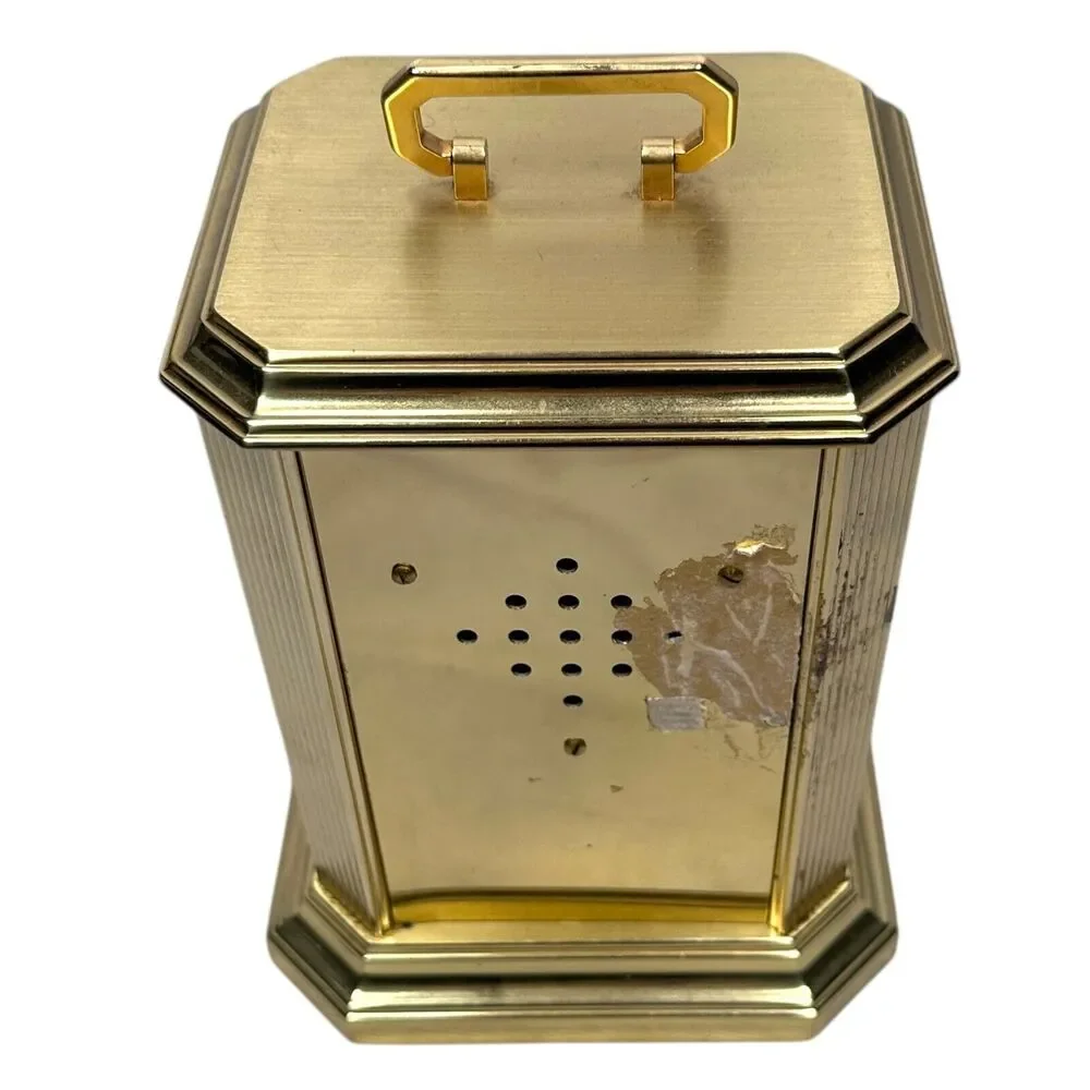 Vintage Bulova Floral Anniversary Mantle Carriage Clock Quartz‎ B 2093 Gold Tone